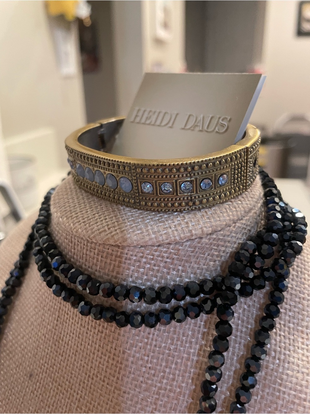 Heidi Daus Black Crystal Long Lariat Necklace and brasalette set MRSP $295 - Picture 10 of 17